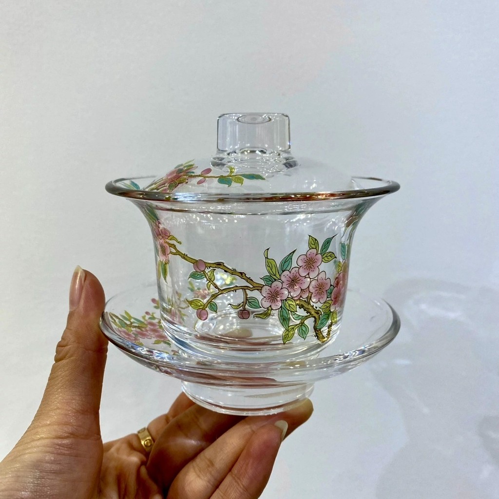 Bát bọc thủy tinh pha lê Sancai & Bộ trà thủy tinh dày dặn chống bỏng chống bỏng