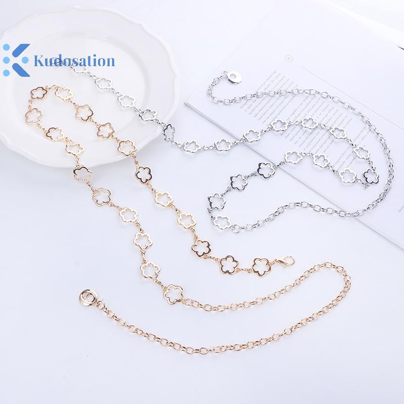 Kudosation Thời Trang Kim Loại Rỗng Hoa Eo Dây Xích Nữ Đầm Áo Sơ Mi Phù Hợp Với Trang Trí Thắt Lưng Cơ Thể Dây Xích