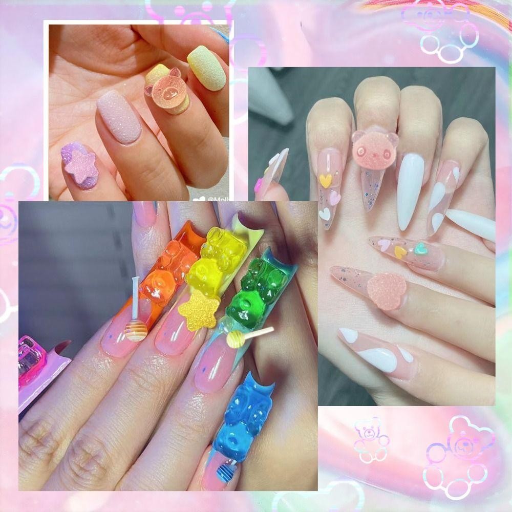 SAIA Nhựa Trang Trí Móng Tay Nghệ Thuật, Hoạt Hình Hoa Kẹo, Phối Màu Lollipop Hạt Bướm, Phụ Kiện DIY Làm Móng Tay