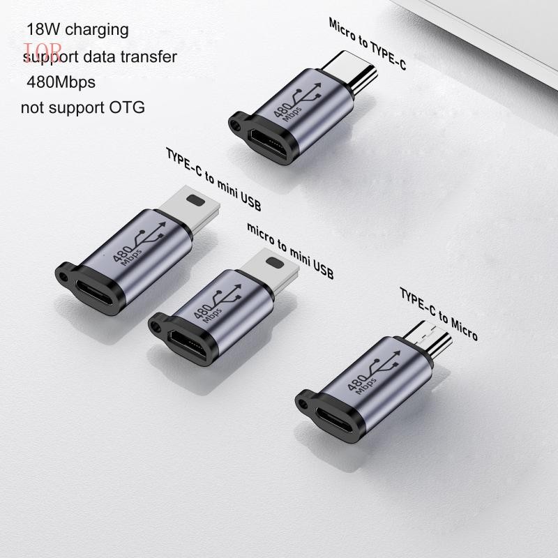 Ior Micro Usb sang Mini Usb Type-C Adapter Usb-C Nữ sang Micro Usb Nam Bộ Chuyển Đổi Kết Nối Hợp Kim Nhôm