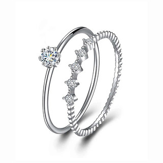Bộ 2 Món S925 Bạc Zircon Nhẫn Trang Sức Thời Trang Đơn Giản Quà Tặng Nữ