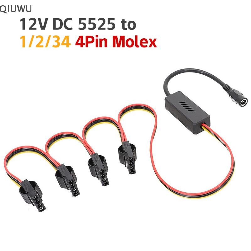 Cáp cấp nguồn ổ cứng QIUWU 5525 sang SATA 12V đến 4Pin Cáp ổ cứng Molex Bộ điều chỉnh điện áp bước xuống.