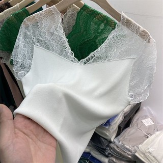 M-4XL Size Lớn Top Nữ [10.000 Size Lớn Nữ 2025 Ice Silk Ren Khâu Ren Ren Top Camisole Nữ Cổ Chữ V Đáy Áo Sơ Mi Bên Ngoài Mặc Bên Trong Size Lớn Quần Áo Nữ