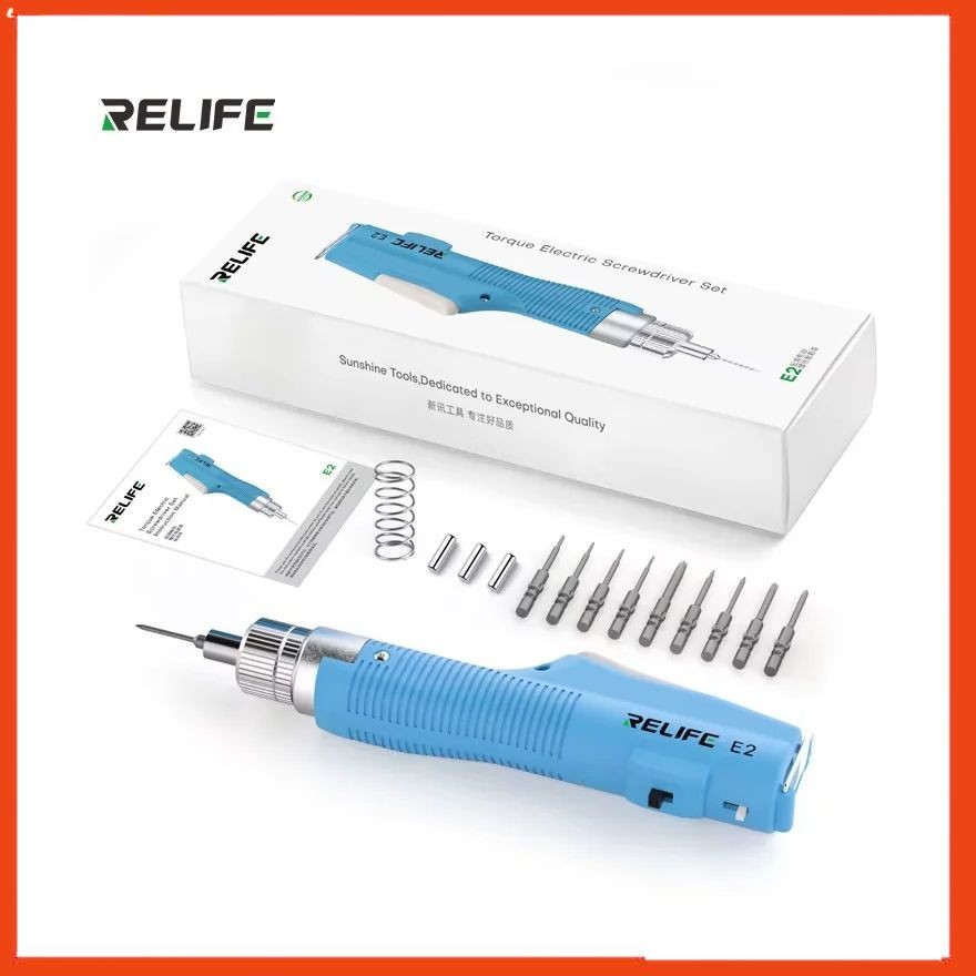 Bộ tô vít điện cầm tay RELIFE E2 kèm 9 mũi vít - Dùng tháo, siết ốc điện thoại đều lực, hạn chế toét đầu ốc