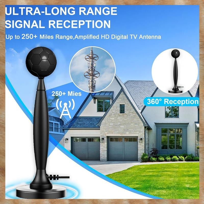 [S Z] Ăng-ten TV HD khuếch đại cho trong nhà / ngoài trời, Bảo hiểm 4K / 1080P, Tín hiệu đa hướng, Phạm vi 120 dặm