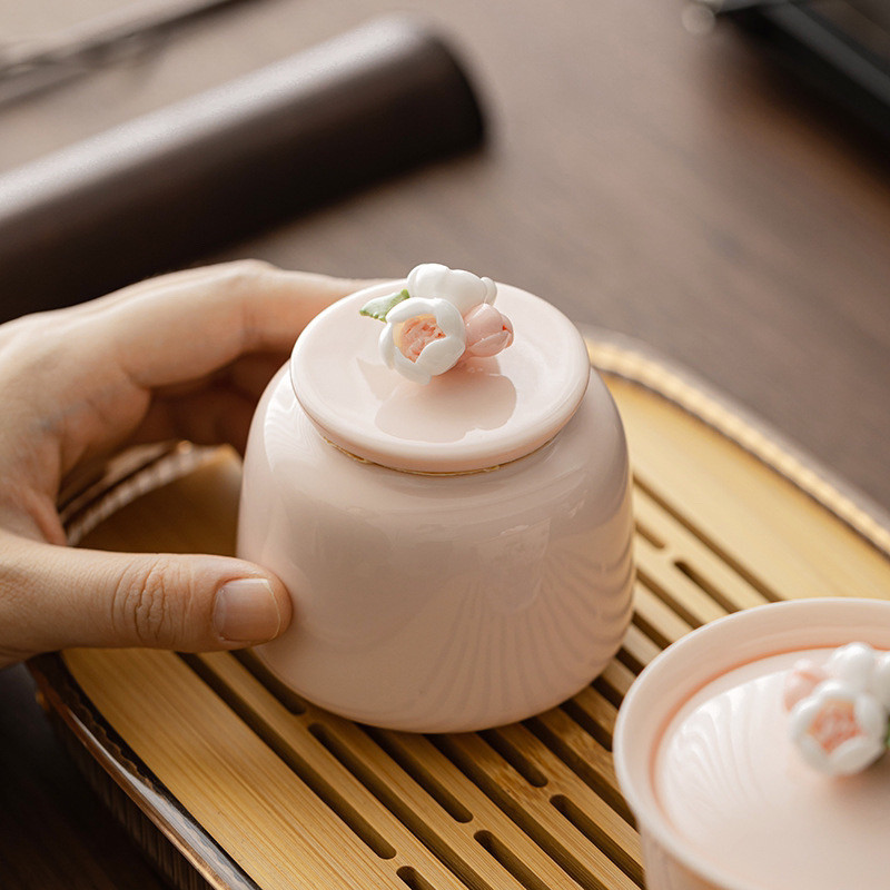 3D Cầm Tay Hoa Trà Lon Hộ Gia Đình Kín Lon Gốm Bảo Quản Lon Chống Ẩm Lon Trà Nhỏ
