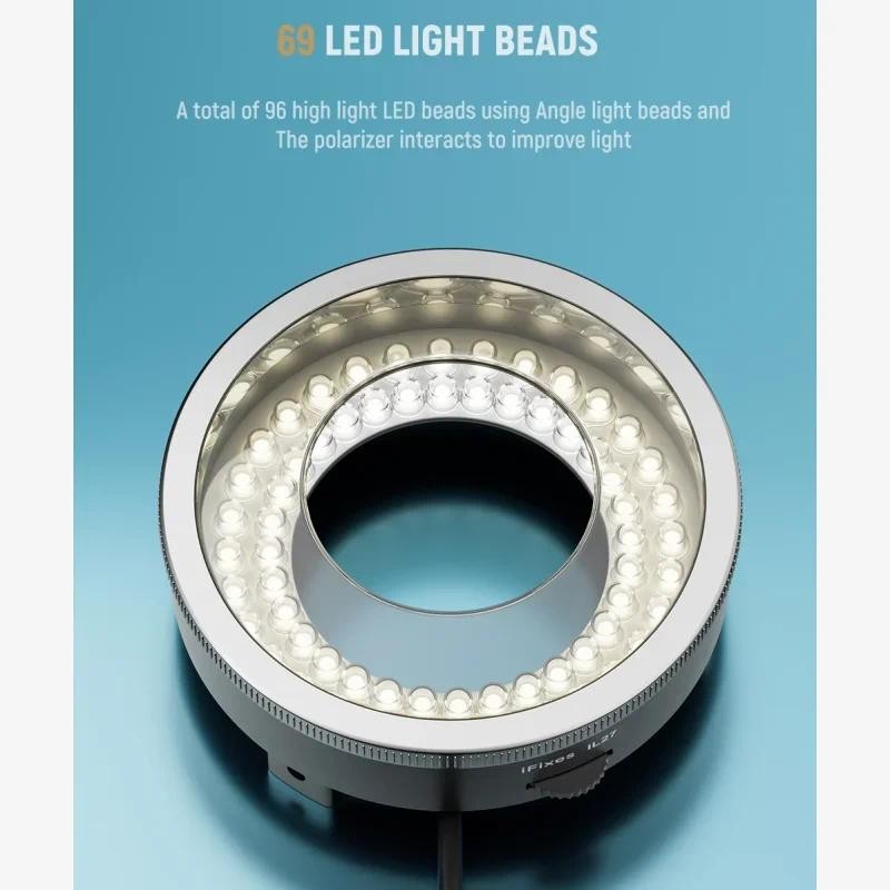 Kính hiển vi iFixes iL27 Phân cực 69-LED Đèn vòng Kính hiển vi chống chói để sửa chữa hàn điện thoại