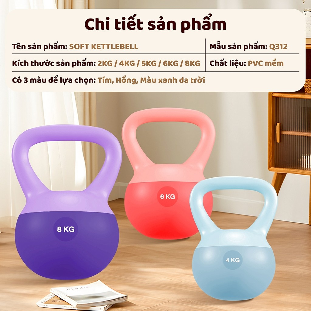 Ảnh -BG- Q312- 4KG- Tạ chuông mềm tập Squats hông và cánh tay,Tập tại nhà an toàn cho mọi người 2