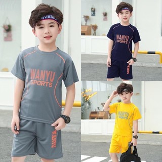 Set bộ quần áo thể thao bé trai 18-45kg mẫu WANYU.Bộ đồ thể thao bé trai.Bộ cộc tay bé trai. HA17
