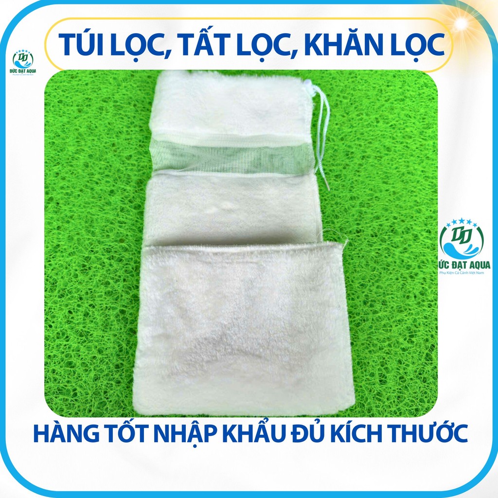 Túi lọc, tất lọc chống tràn 1 lớp, 2 lớp, và khăn lọc, cho bộ lọc bể cá cảnh cao cấp đủ kích thước 5