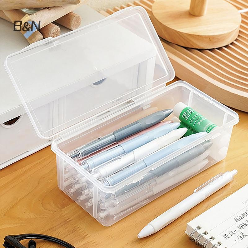 B & N 1 Hộp bút chì nhựa dung tích cực lớn có thể xếp chồng lên nhau Hộp bút chì trong suốt Đồ dùng văn phòng Hộp sắp xếp lưu trữ.
