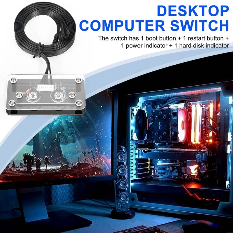 Công tắc máy tính để bàn Nút nguồn bên ngoài + Nút khởi động lại Vỏ PC Nút cấp nguồn