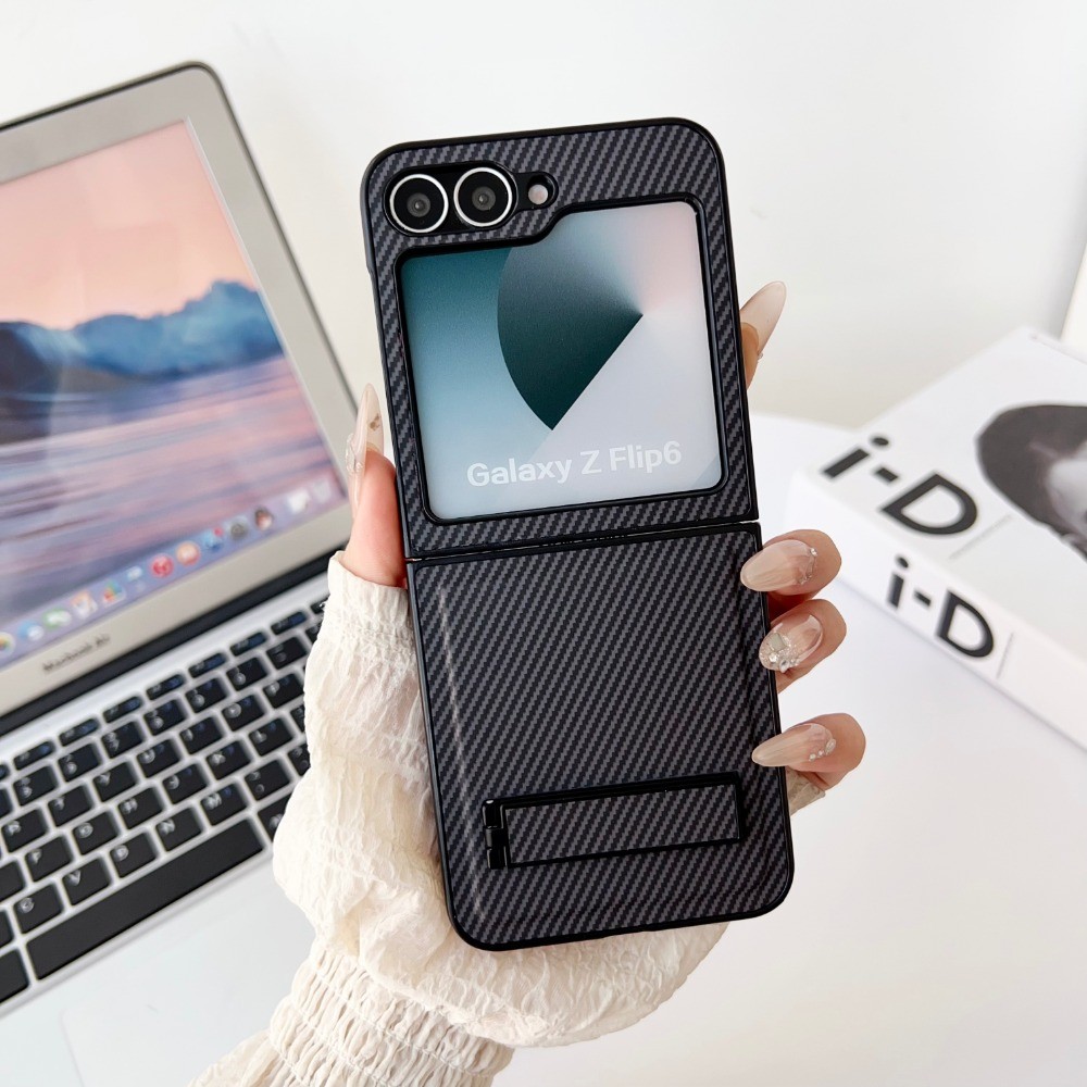 Ốp Điện Thoại Bằng Sợi Carbon Bao Da Cho Samsung Galaxy Z Flip 6 5 4 3 Flip6 Flip5 Flip4 Flip3 5G Vỏ Cứng Bảo Vệ