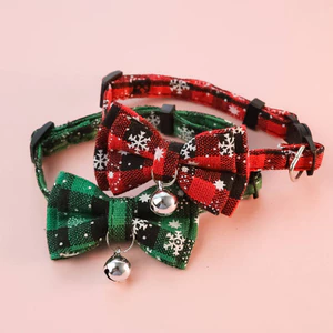 【Ready Stock】 Special Offer Christmas Bow Tie Pet Collar Santa Claus Cat Dog Bell Safety Buckle Ornament Decorative Bowknot 6e84
