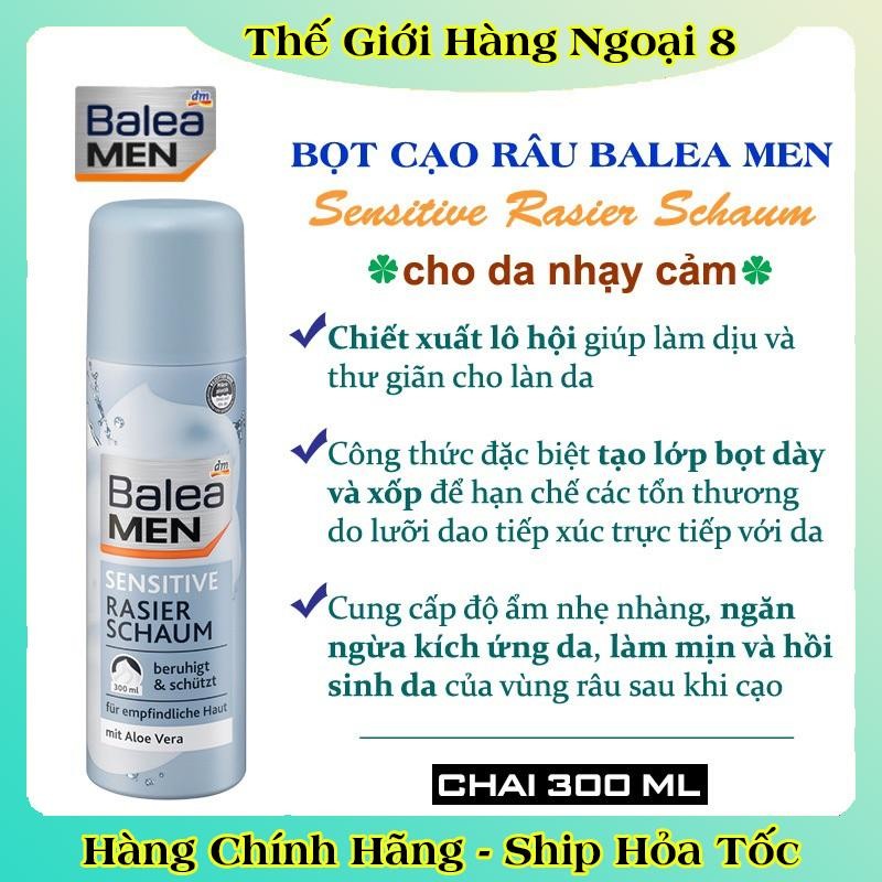 Bọt cạo râu Balea men Đức 300ml cho da nhạy cảm -Date mới nhất