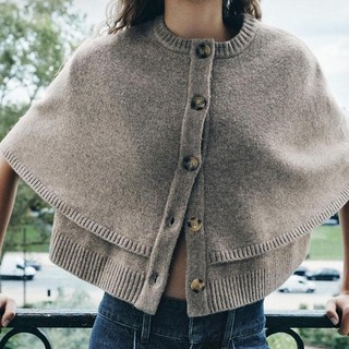 Áo Zara made in Morocco len vai choàng cánh tiên khuy hổ phách - nữ