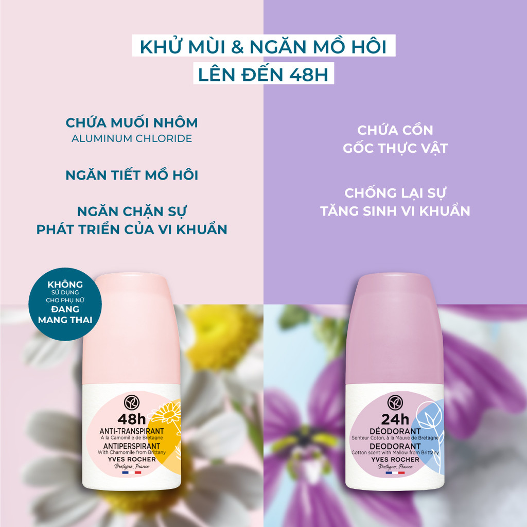 Mô tả Lăn khử mùi ngăn mùi suốt 24H - 48H Yves Rocher 50ml - 1