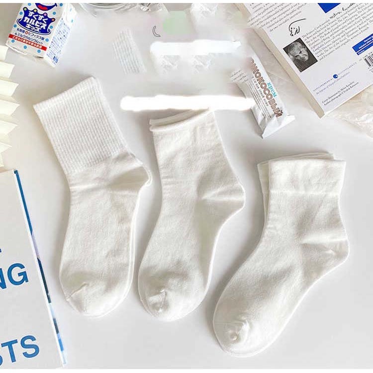 🔥Còn hàng🔥Vớ Cổ Cao Nữ Trắng Vải Cotton  Tất chống mùi và thấm mồ hôi