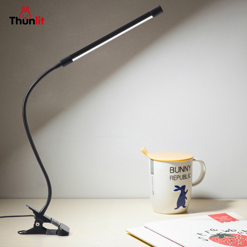Ảnh Đèn kẹp đầu giường Thunlit có ống mềm kim loại 7W cắm USB 10 độ sáng 3 nhiệt độ màu 3