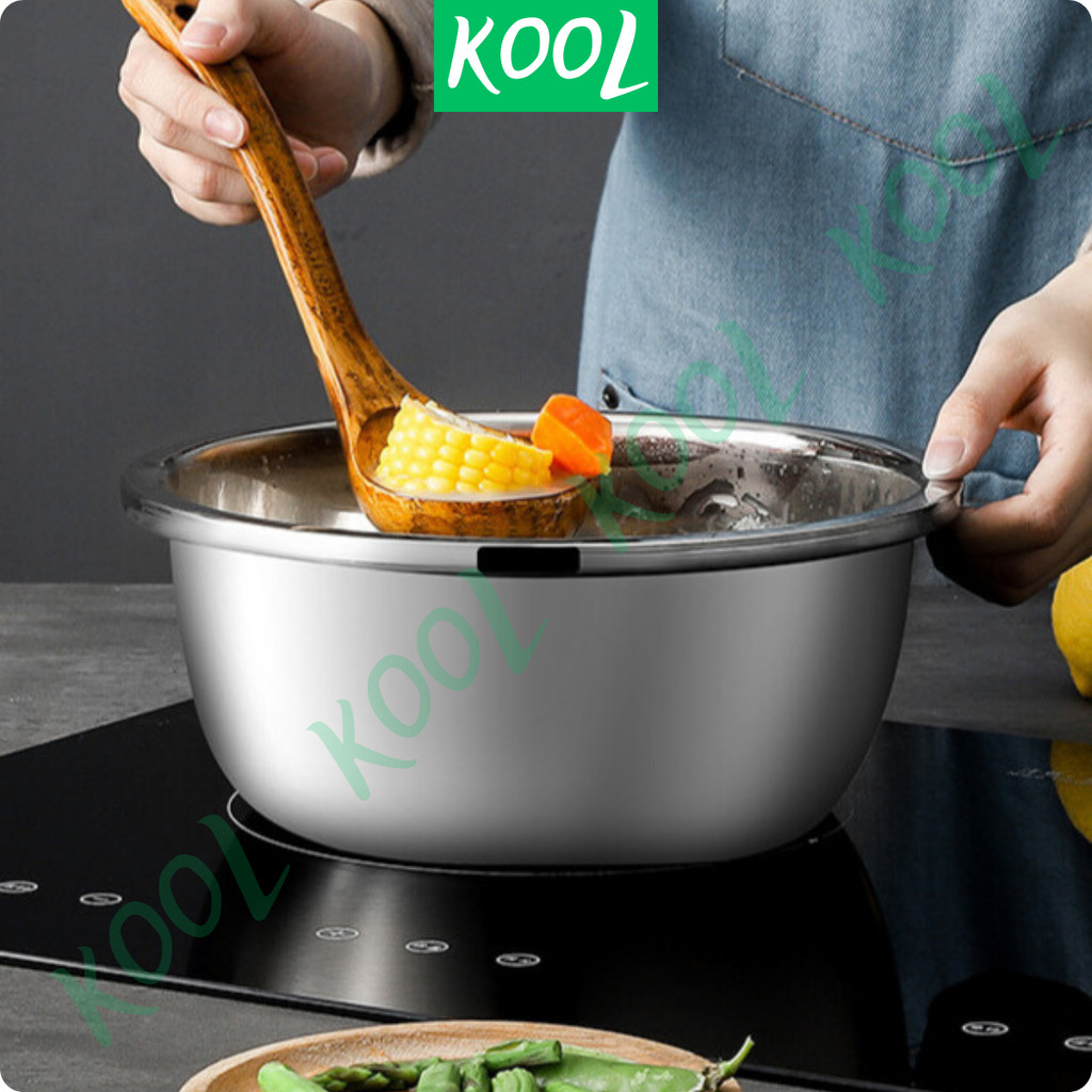 Thau inox đa năng KOOL RB20118 chậu rổ inox, thao trộn rửa rau nhiều size