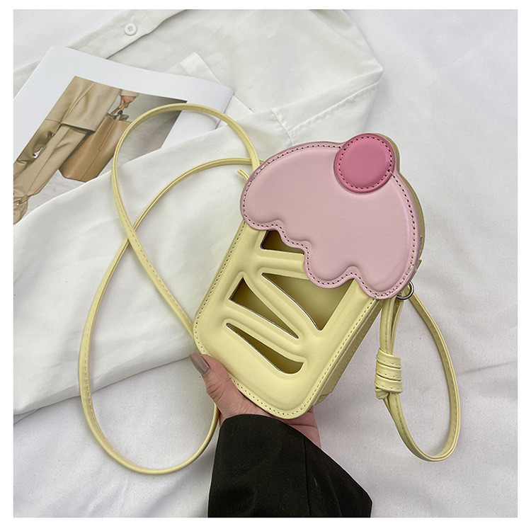 2025 Mới Niche Cake Ice Cream Túi Điện Thoại Di Động Vai Rỗng Đeo Ngang Màu Sắc Tương Phản Dễ Thương