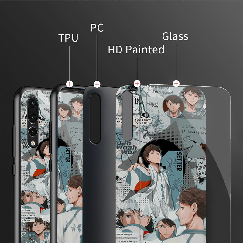 Ốp Điện Thoại Di Động Kính Cường Lực Haikyuu 04 Cho iPhone 16 15 14 13 12 11 Pro XS Max Plus Mini X XR 8 7 6s SE2 / 3