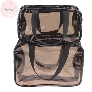 Deyangk 1 Mảnh Hai Lớp Dung Tích Lớn Dụng Cụ Sắp Xếp Mỹ Phẩm Di Động Du Lịch Túi Giặt Nữ Trong Suốt Chống Thấm Nước Trang Điểm Túi Đựng VN