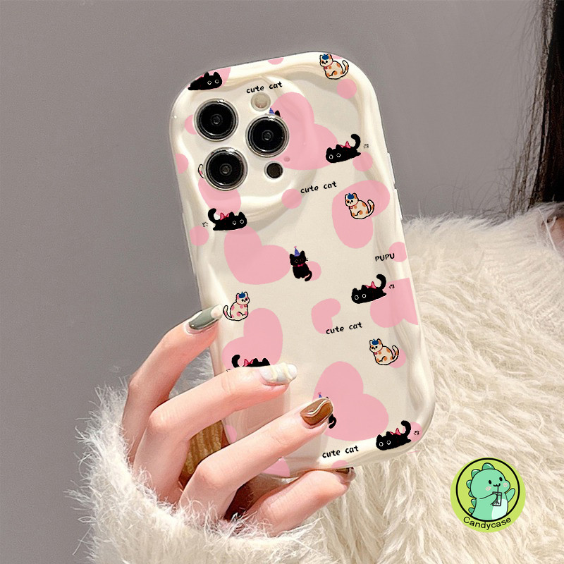 Ốp Điện Thoại Kem Cho Realme GT6 GT 6T GT3 GT2 GT Neo 6 5 240W 3T 2T Note 60 50 Q5 Q5i Q3 Q3i Q3T Q3S Pro Q2 Q X7 X 5G 4G Vỏ Bóng Hoạt Hình Dễ Thương Mèo Tình Yêu Mềm Mại Vỏ