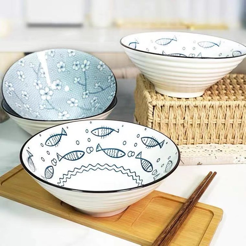 Tô sứ loe hoạ tiết hướng dương dùng cho gia đình đựng canh và nhiều món ăn ngon