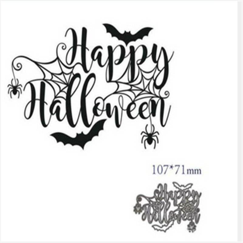 Khuôn cắt Halloween tiếng Anh, khuôn cắt bằng thép carbon, khuôn dập nổi DIY, khuôn khắc, sổ lưu niệm, nghệ thuật giấy cho trẻ em