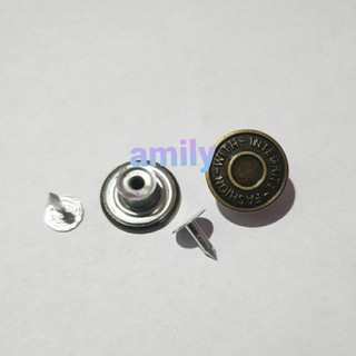 Nút Cúc đóng quần áo  jeans, nút cúc Mặt đồng bằng kim loại , Cỡ 17mm kiểu đóng định tự làm tại nhà được