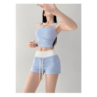 Quần short thể thao nữ dáng rộng viền eo thấp bó sát màu sắc