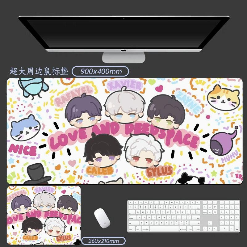 Tấm lót chuột Love and Deepspace (Lên đến 90x40cm) - Bộ sưu tập Sillus / Rafayel / Xavier / Zayne, Đế cao su chống trượt, Thảm chơi game Anime dày 3MM