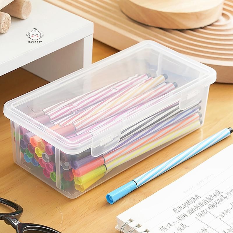 Maybest 1 Hộp Bút Chì Nhựa Dung Tích Cực Lớn Có Thể Xếp Chồng Trong Suốt Hộp Bút Chì Đồ Dùng Văn Phòng Hộp Sắp Xếp Lưu Trữ {VN}