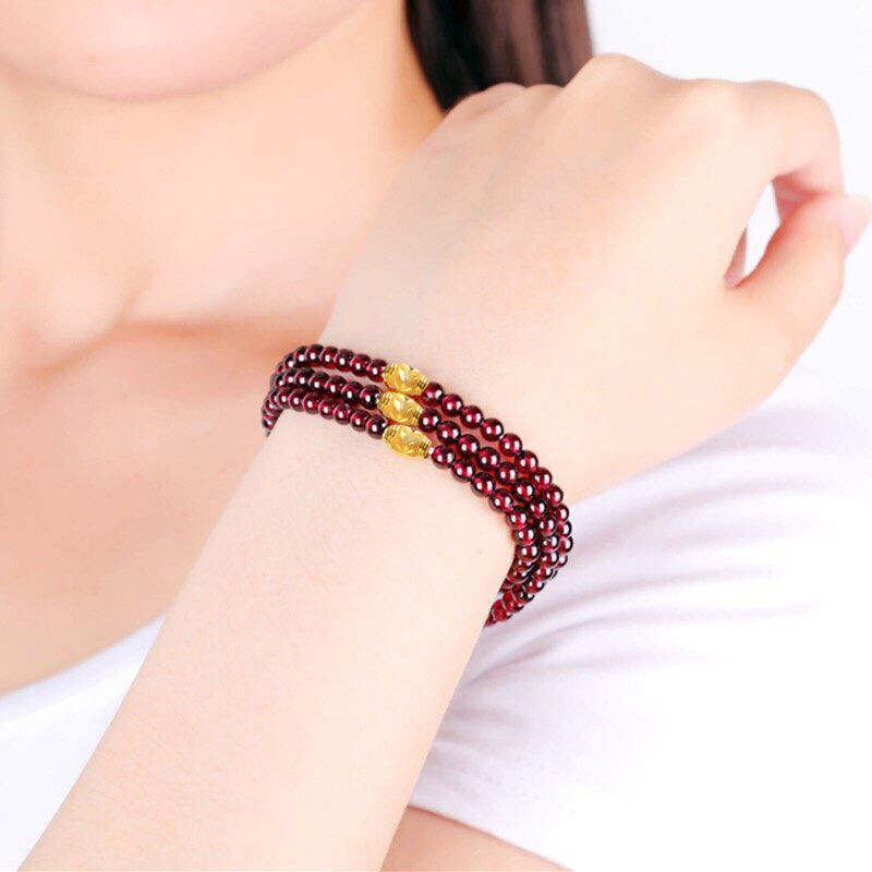✨Vòng Tay Garnet Đỏ Nhiều Vòng Quanh Dài Tinh Tế Người Phụ Nữ Đá Cặp Đôi Bạn Gái Nữ Quà Tặng Sinh Nhật 25.4.9