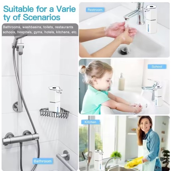 Không Khoan Xà Phòng Tự Động 360Ml 4 Cấp Chất Lỏng Tạo Bọt Xà Phòng Hộp Đựng Pin Dài Sạc Tự Động Xà Phòng