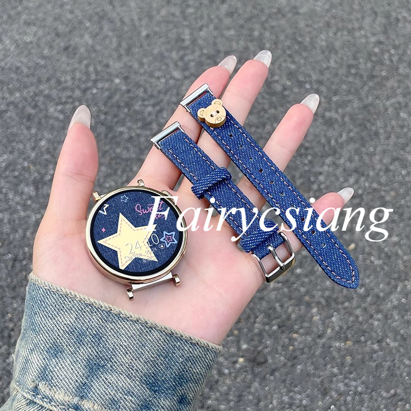 Dây đeo Denim mỏng 18MM 20MM 22MM cho dây đeo đồng hồ Samsung Galaxy 7 FE 4 6 5 Pro 43 47 Active Classic 46 42 7 Vòng đeo tay