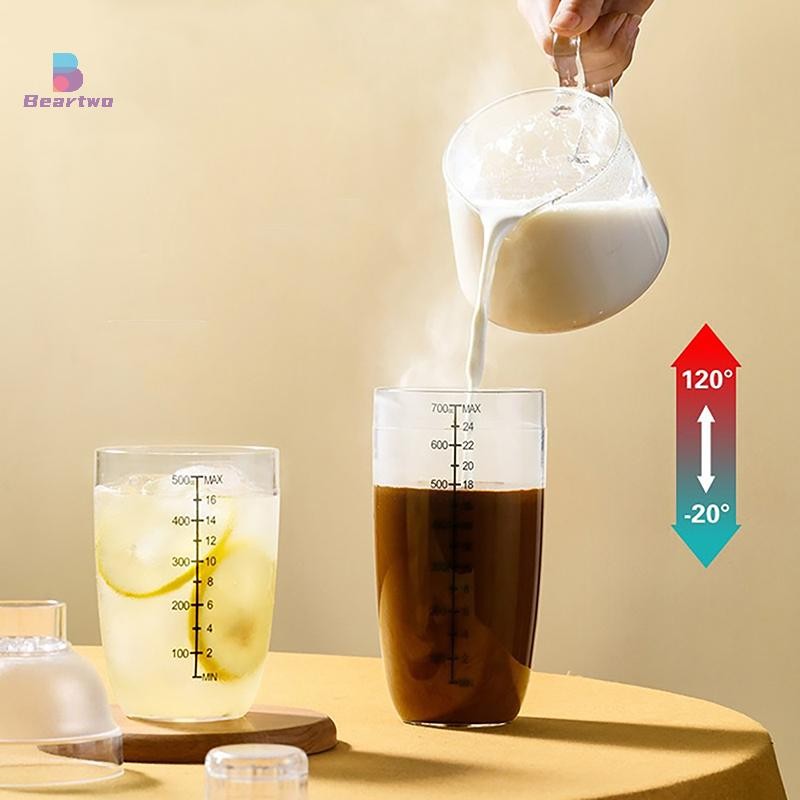 < beartwo > Cốc lắc tay bằng nhựa Cocktail có cân 350ml / 530ml / 700ml / 1000ml Trà sữa Rượu Uống Bình lắc Dụng cụ thanh trộn Đẹp
