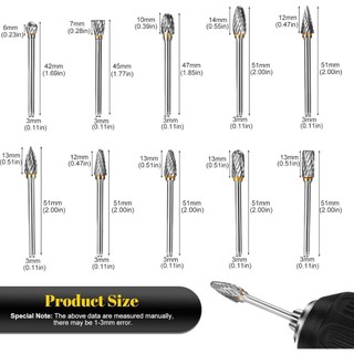 Bộ 10 Mũi Khoan Cacbua Vonfram – Đầu Mài Khắc Gỗ, Mài Kim Loại, Dụng Cụ Quay Mini, Mũi Mài CNC Chuyên Dụng