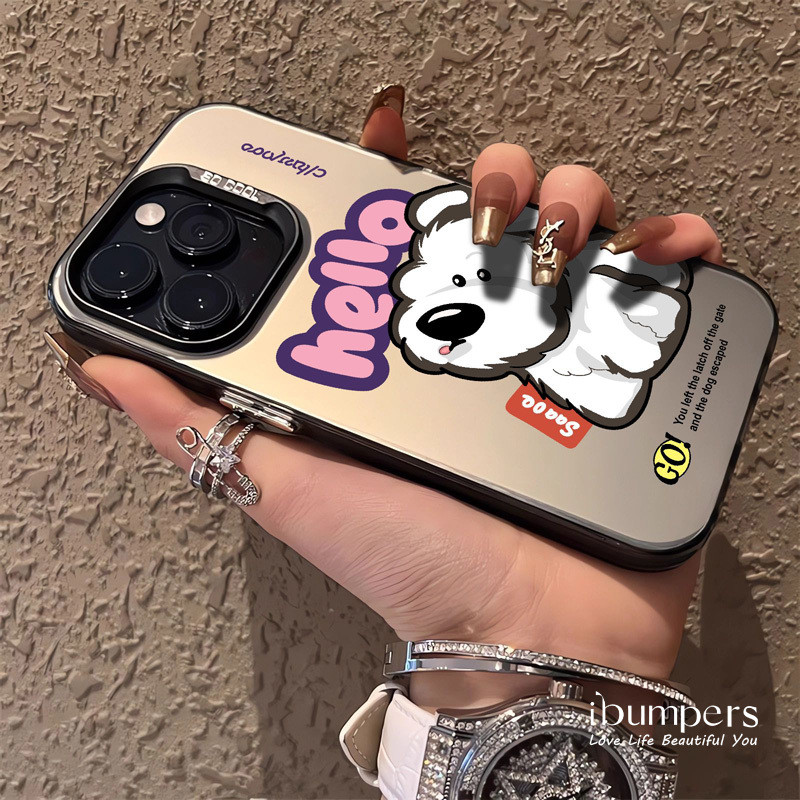 ibumpers Ốp Điện Thoại iPhone Họa Tiết Con Chó Con Dễ Thương Quyến Rũ Cho IPhone 16 15 14 12 13 11 Pro Max IP 7 8 Plus X XS XR Ốp Lưng IMD Cứng Và Nhẵn