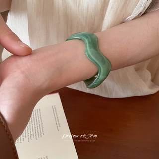 DREJEW Vòng tay mở acrylic gợn sóng không đều vòng tay rừng đơn giản dành cho nữ trang sức cảm ứng cao cấp thích hợp