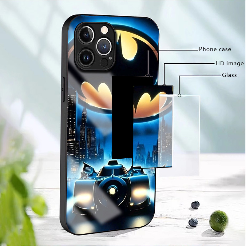 Ốp Điện Thoại Thủy Tinh batman 09 Cho IPhone 16 15 14 13 12 11 Pro XR XS Max Plus Mini X XR 8 7 6s SE2 / 3