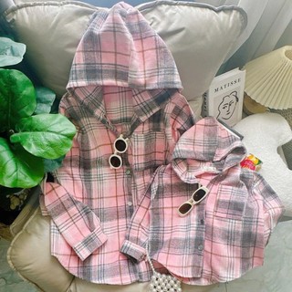K20-[tomnaukids] Áo khoác Sơ Mi Mẹ và Bé Form đang Rộng Size từ 9-70Kg