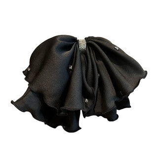 Kẹp tóc nơ lớn màu đen satin cảm giác cao cấp kẹp tóc buộc nửa sau đầu kẹp tóc đuôi ngựa khí chất trẻ em Phụ kiện tóc