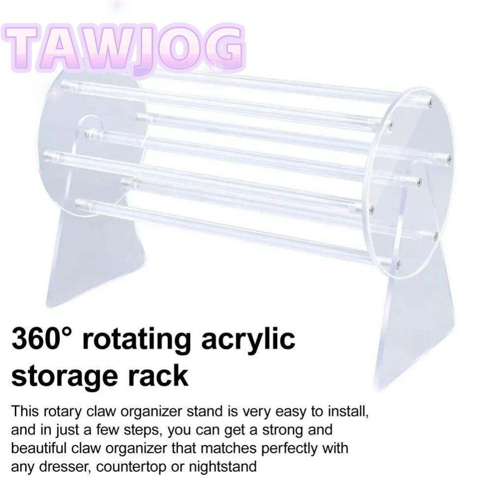 TAWJOGLưu trữ phụ kiện tóc , Giá đỡ kẹp móng vuốt Acrylic xoay 360 độ, Chân đế trưng bày chân tóc trong suốt