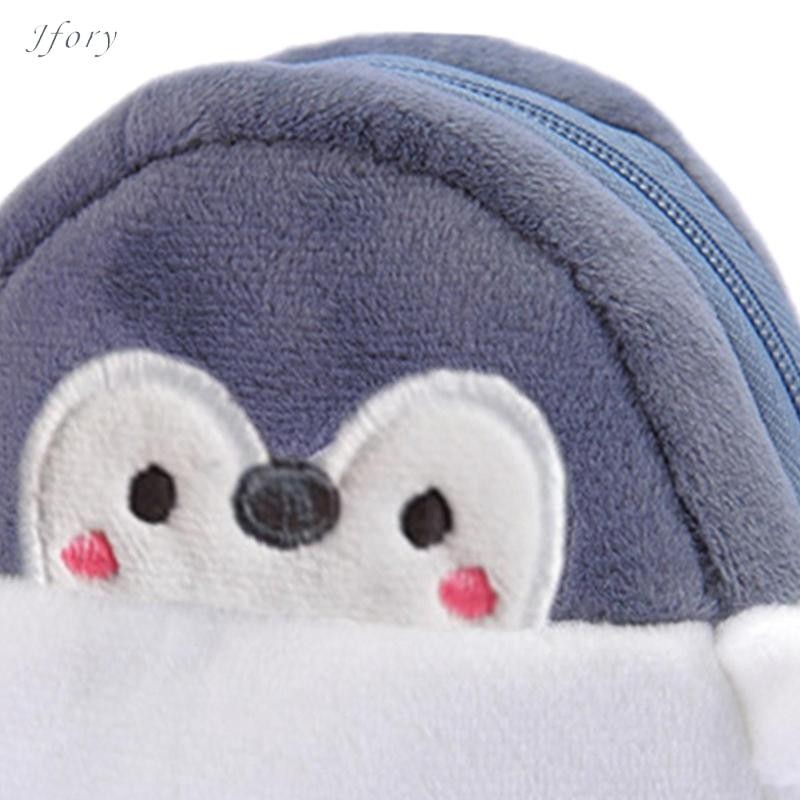 Túi đựng tai nghe ví Jfory Túi lưu trữ nhỏ hoạt hình có dây kéo Túi chim cánh cụt dễ thương đa năng để mua sắm,
