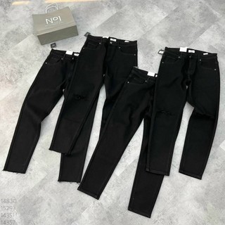 Quần Skinny Jeans Nam AMILY Màu Đen Trơn chất bò đen rách gối dáng ôm tôn dáng trẻ trung