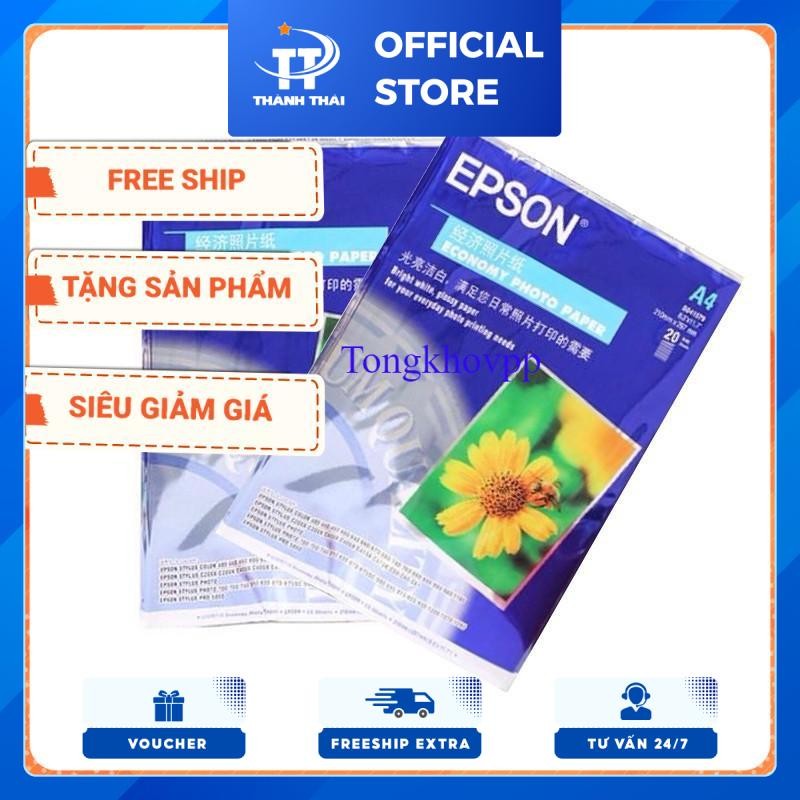 Giấy in ảnh 1 mặt ĐL 180- 210 hoa cúc epson khổ A4-A5-A6 ( 20 tờ/ tập)