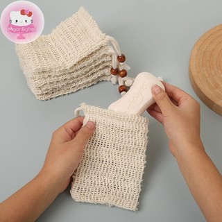 Moonlights Vải Lanh Cotton Tự Nhiên Tạo Bọt Túi Xà Phòng Tiết Kiệm Lưới Massage Tẩy Tế Bào Chết Túi Tắm Máy Làm Bong Bóng Dụng Cụ Vệ Sinh EN