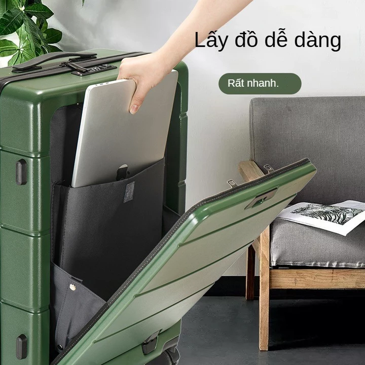 Vali 20 inch có thể sạc pin vali kéo thương mại vali du lịch 24 inch lên máy bay Nắp mở phía trước đa năng Valy du lịch – 3
